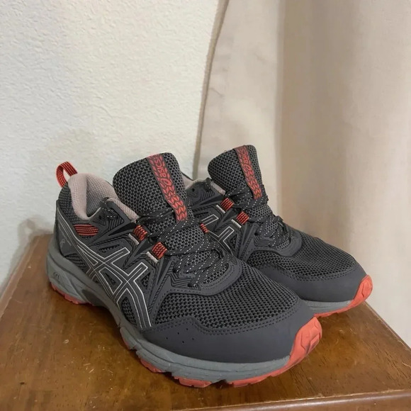 ASICS WOMENS GEL-VENTURE 8 TRAIL RUNNING SHOES GREY PINK ORANGE SIZE 7.5 - Picture 6 of 8